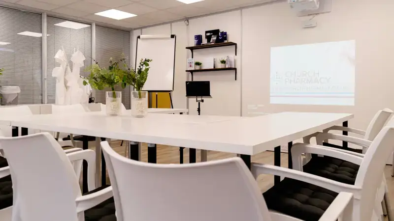 Training room for Healthcare Professionals training with relaxed environment and projector